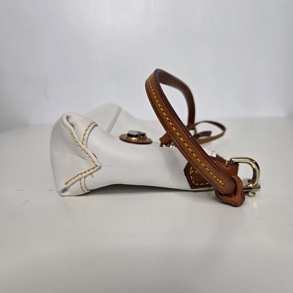 Dooney & Bourke Champ Pouchette White Leather Brown Strap Small Travel - Picture 4 of 10
